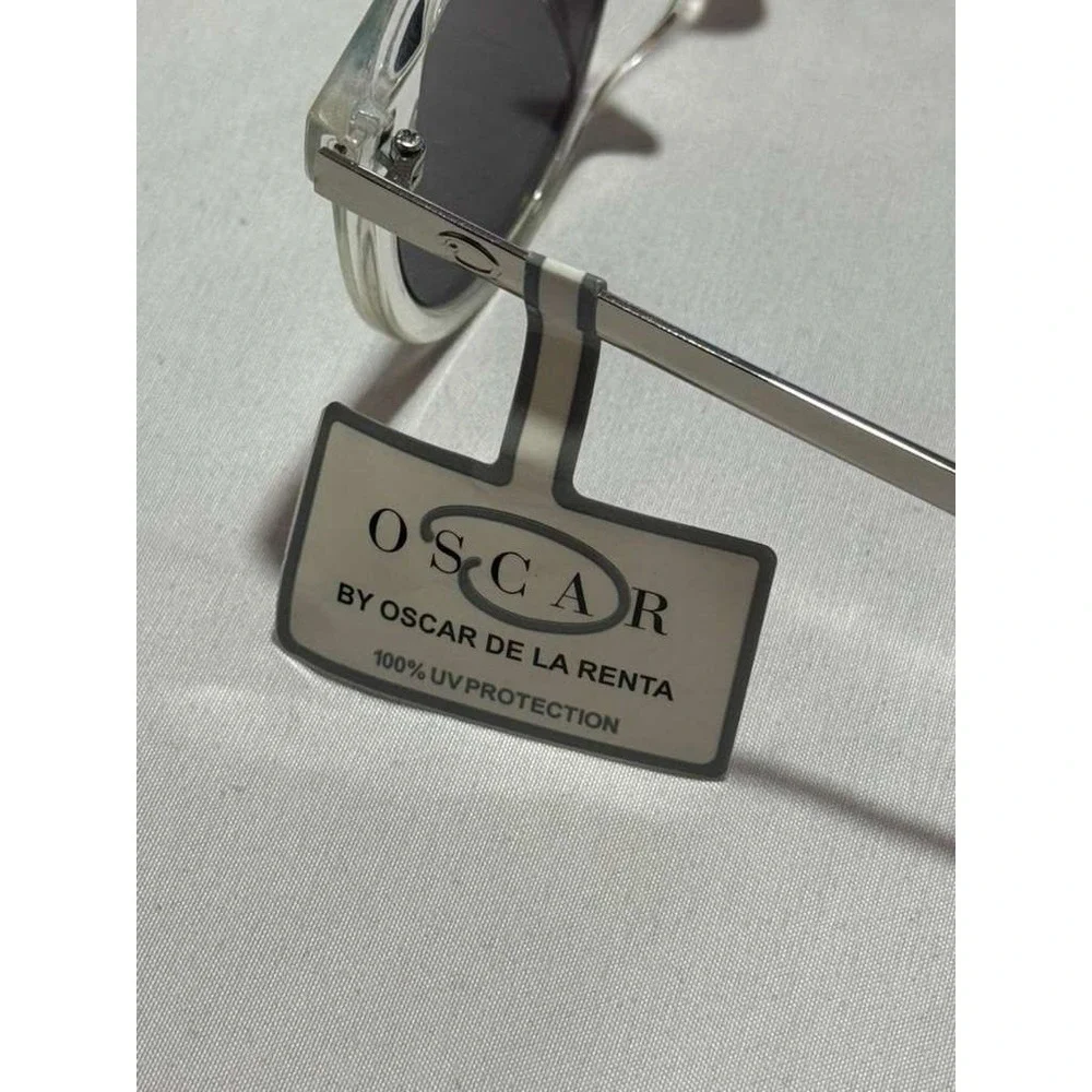 Oscar by Oscar de la Renta Sunglasses Clear Frame Pink Green Mirrored Lenses NEW